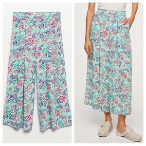 Mango Floral Print Pants Wide